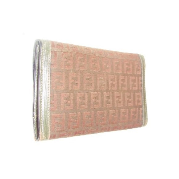 Fendi Dark Brown Small 'F' Logo Canvas Tri-Fold - Picture 3 of 12